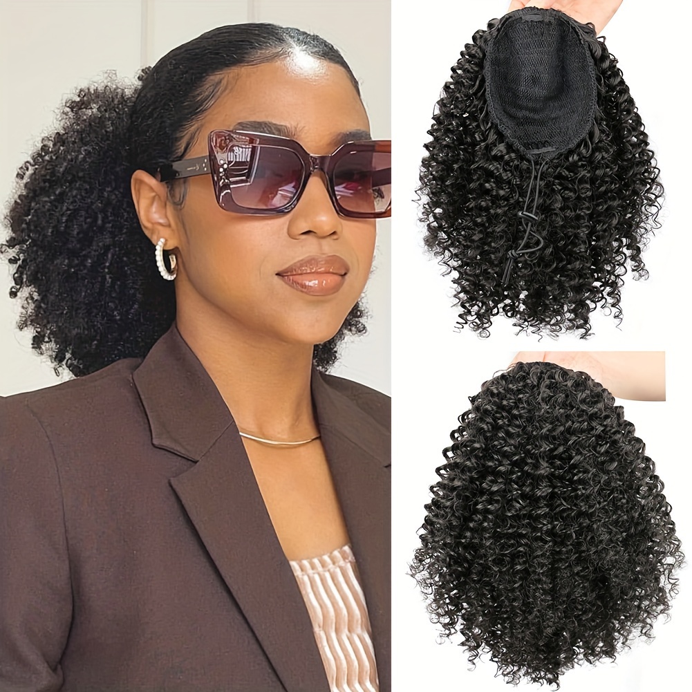 Drawstring Afro Curly Puff Ponytail - Afro Kinky Curly Puff – syntetyczne