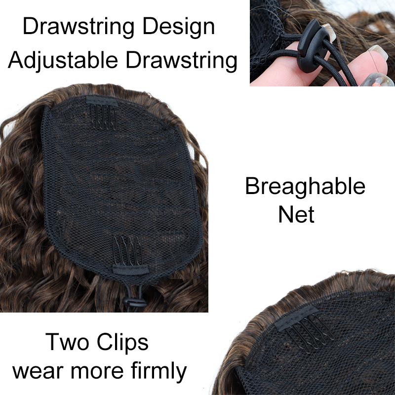 Syntetyczny 18-calowy długi pe – Drawstring Afro Curly Puff Ponytail recenzja i cena
